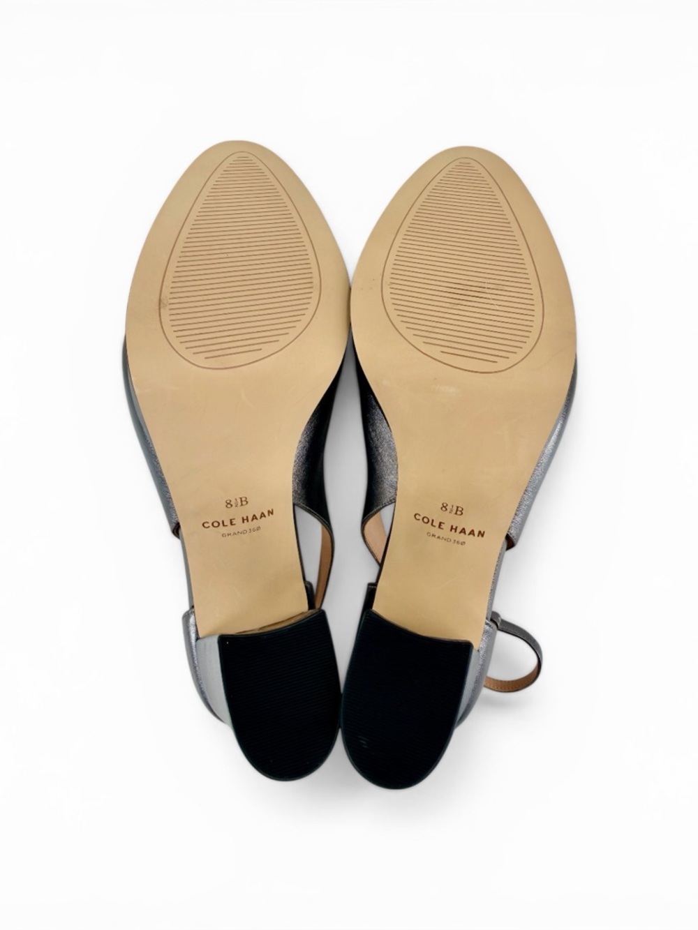 Cole Haan Grand OS Metallic Leather Heels Womens 8.5B Pewter Wedding Season - Picture 6 of 9